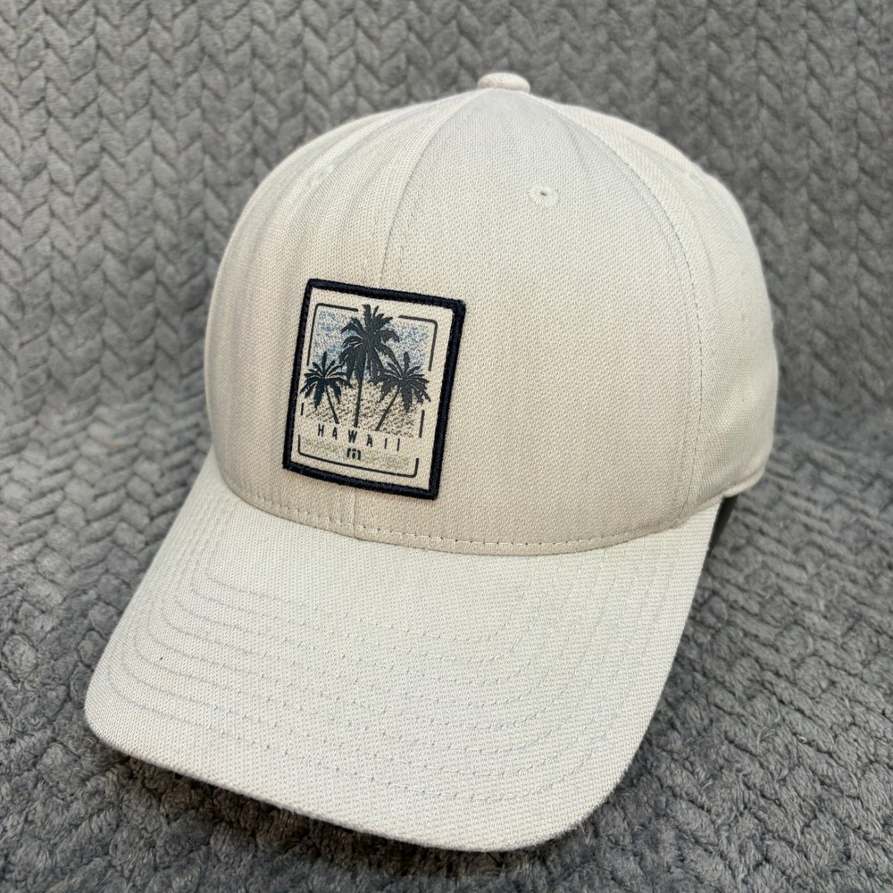 TravisMathew Hawaii Palm Tree Snapback Hat Beige Flexfit 110 Tech Cap Mens OSFM